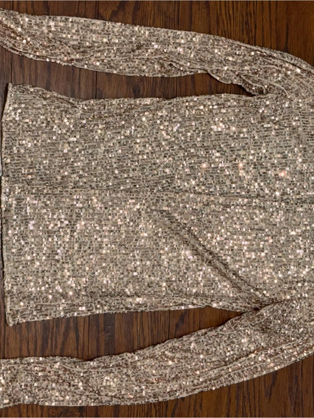 Free People Intimately Gold Sequin Long Sleeve Shirt Top Size Small Glam Party - Picture 5 of 5